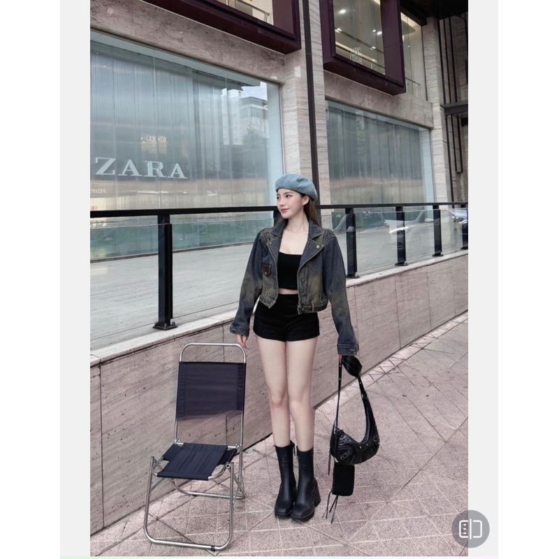 Áo khoác bò lót lông cổ vest hàng QCL1