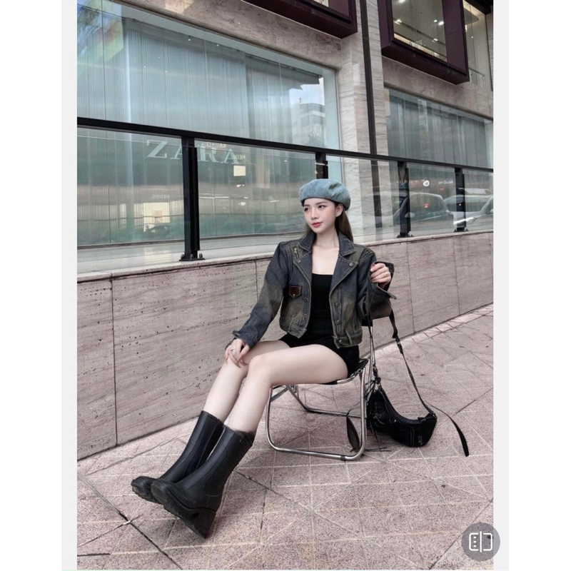 Áo khoác bò lót lông cổ vest hàng QCL1