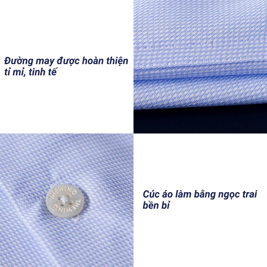 Áo sơ mi nam tay dài THE WIND bamboo nano xanh nhạt chấm trắng AS23036D