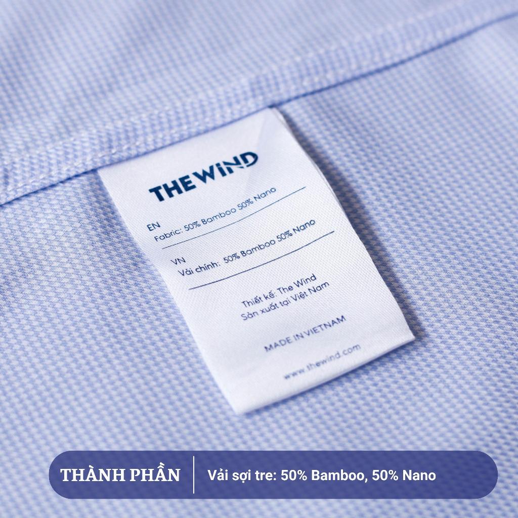 Áo sơ mi nam tay dài THE WIND bamboo nano xanh nhạt chấm trắng AS23036D