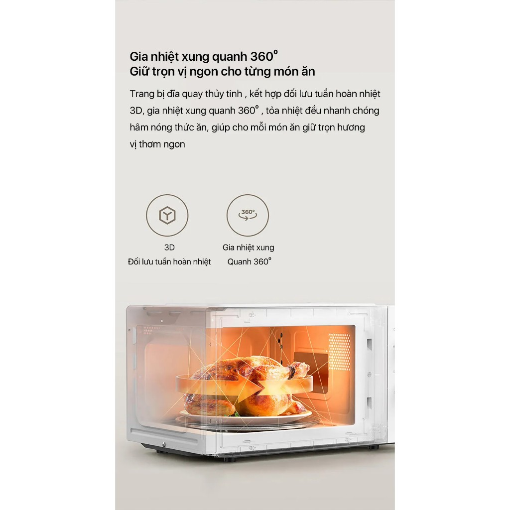 Lò vi sóng thông minh Xiaomi Mijia MWB020 dung tích 20L công suất 700W, làm nóng 360 độ - Hàng chính hãng