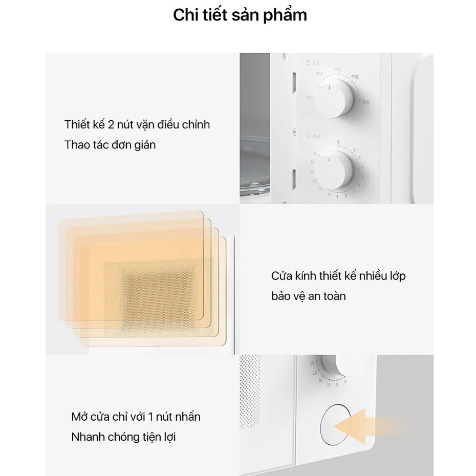 Lò vi sóng thông minh Xiaomi Mijia MWB020 dung tích 20L công suất 700W, làm nóng 360 độ - Hàng chính hãng
