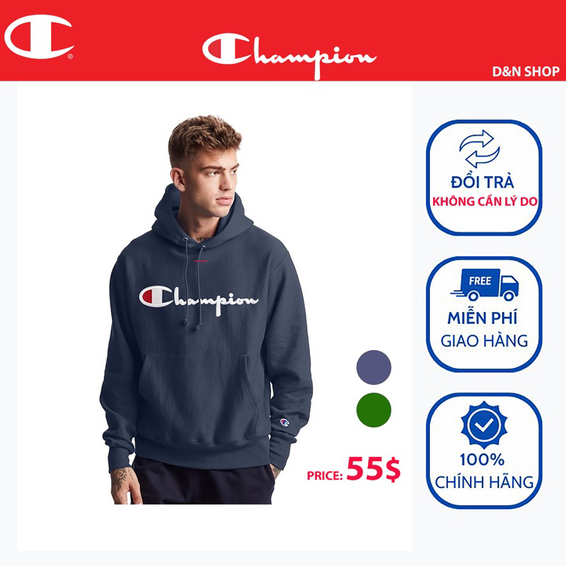 Áo hoodie Champion nỉ lông cừu xuất xịn