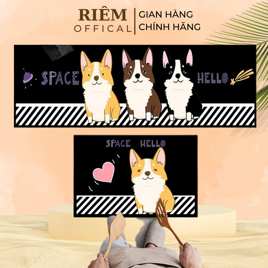 Thảm Lau Chân Combo 2 Thảm In 3D Chống Trượt Chất Liệu Vải Nỉ Lì Siêu Thấm Hút Trang Trí Sàn Bếp Nhà Tắm Cửa Ra Vào RIEM