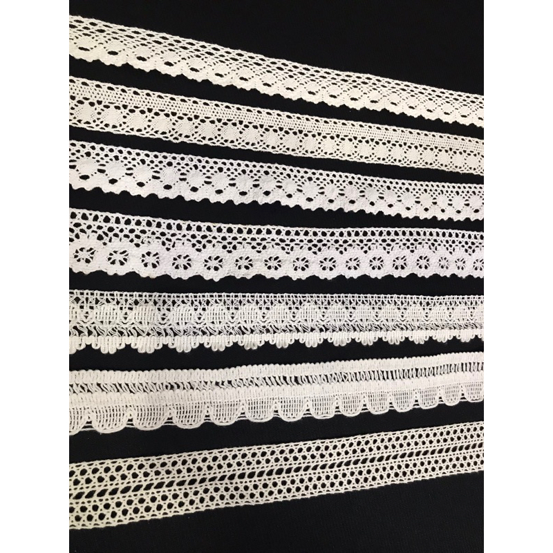 2m và 5m Ren viền trang trí quần áo ,ren thun,thun ren,ren chỉ viền quần áo,đồ handmade...