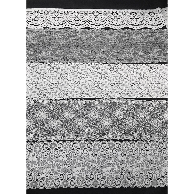 1m Ren thun,ren viền,thun ren bản 16cm mềm mại co giãn màu đen