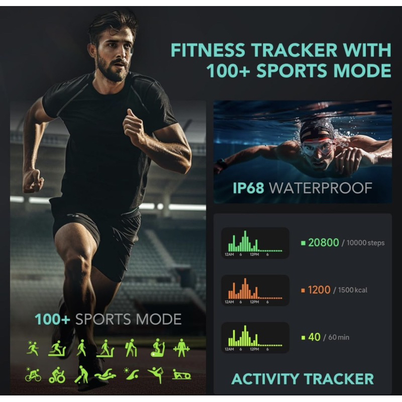 Đồng hồ thông minh Xiaomi SKG V7 Cyber - chống nước IP68 - nghe gọi, nhân thông báo, chạy bộ GPS theo app