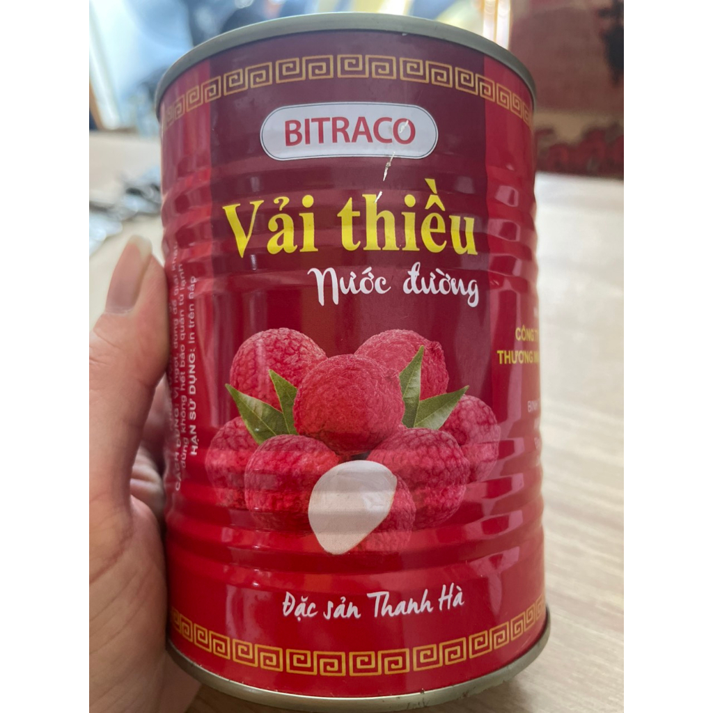 Vải thiều đóng Lon SƠN - đặc sản Thanh Hà - 1 hộp 565g