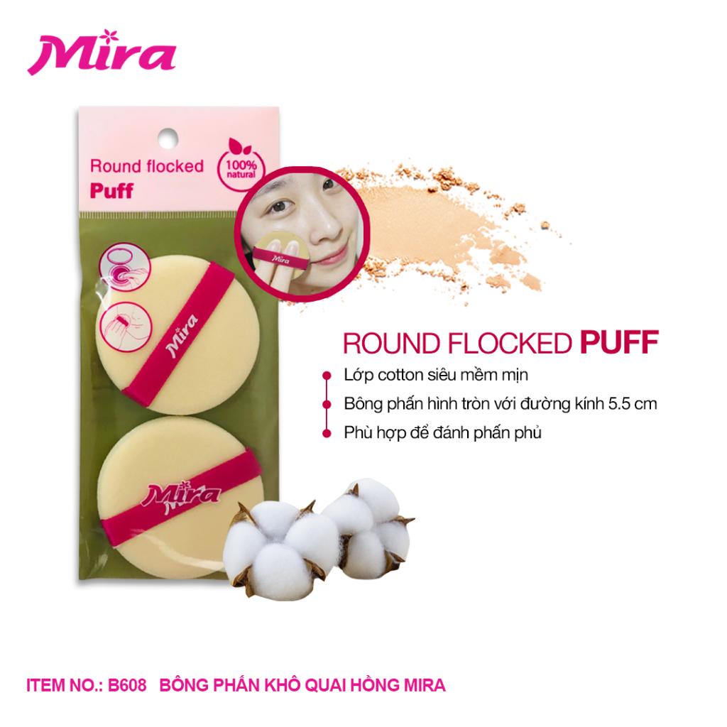 Bông Phấn Khô Quai Hồng Mira B608