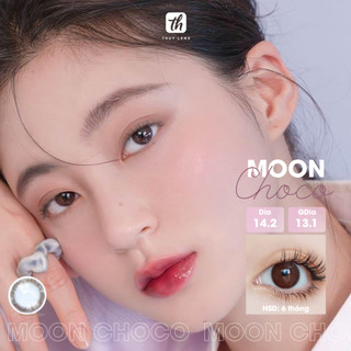 Kính áp tròng THÚY LENS cho mắt cận lệch màu nâu tự nhiên độ cận từ 0 - 8 Moon Choco