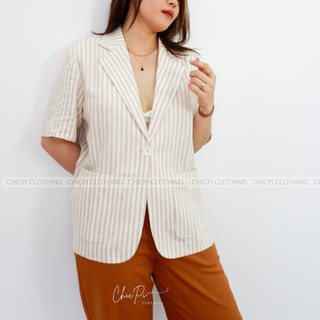 Áo blazer linen ngắn tay thời trang trẻ trung năng động