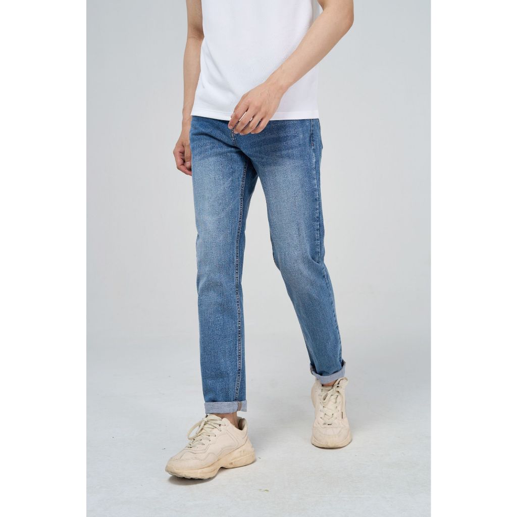 Quần jeans nam thời trang YODY ống suông chuẩn phom co giãn thoáng mát QJM3071