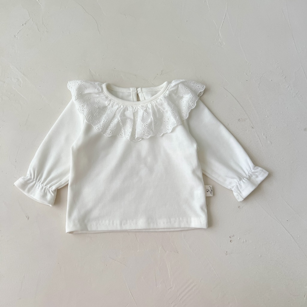 Bộ Áo thun dài tay + Yếm 2 dây nhung tăm hoa nhí cho bé
