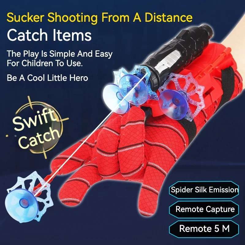 Đồ Chơi Găng Tay Người Nhện Bắn Tơ Có Giác Hút Dính Đồ Vật Spider Man Siêu Nhân Nhện Cho Bé