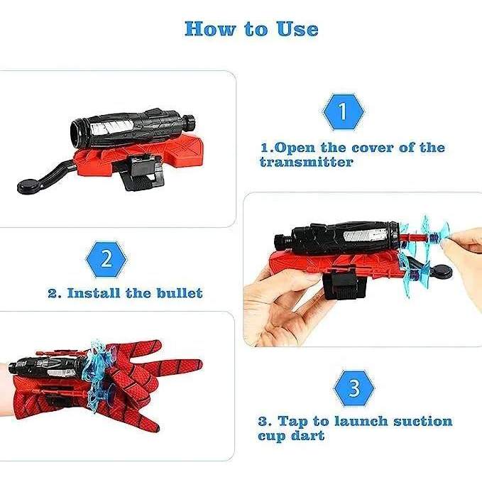 Đồ Chơi Găng Tay Người Nhện Bắn Tơ Có Giác Hút Dính Đồ Vật Spider Man Siêu Nhân Nhện Cho Bé