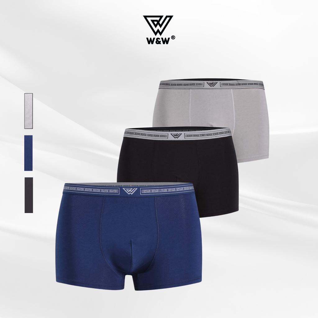 Quần Lót Nam W&W Dáng Boxer Chất Cotton Mềm Mịn, Đàn Hồi, Kháng Khuẩn Cực Tốt WUW32