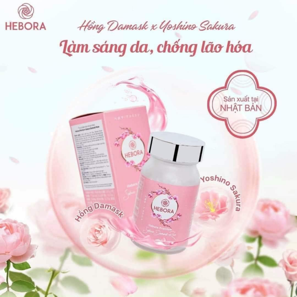Viên Uống Tạo Mùi Thơm Cơ Thể Hebora Premium Sakura Damask Rose 60 Viên Nhật Bản.