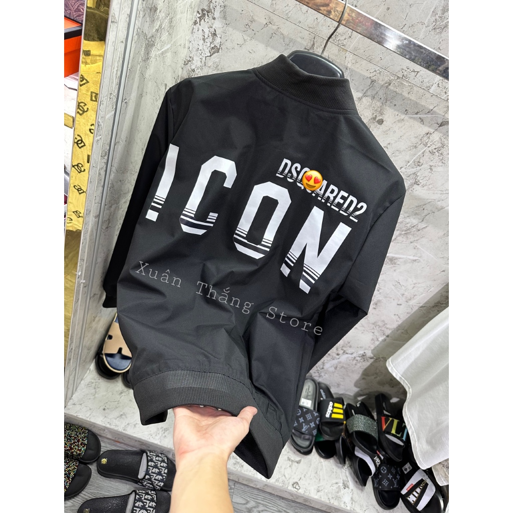 Áo Khoác Gió DSQ Siêu Cấp In Họa Tiết Chữ Gạch Sau Lưng Áo Khoác Gió Thu Đông Nam New 2023