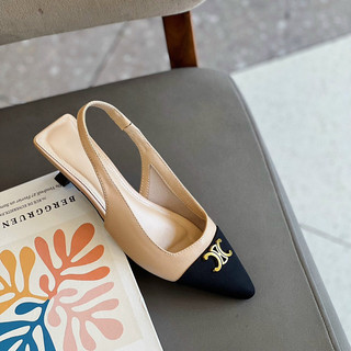 Giày cao gót nữ quai sau dáng slingback gót thấp 3cm - slingback cao gót 3cm mũi nhọn da mềm