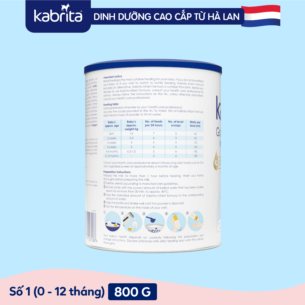 Sữa Dê Kabrita Số 1 400g/800g Phát Triển Hệ Miễn Dịch Cho Trẻ  Từ 0 12 Tháng Bibo Mart