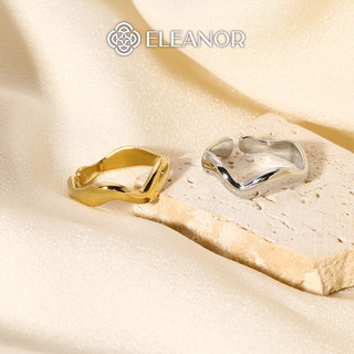Nhẫn nữ hở bạc 925 Eleanor Accessories dáng lượn sóng phụ kiện trang sức thời trang 6582