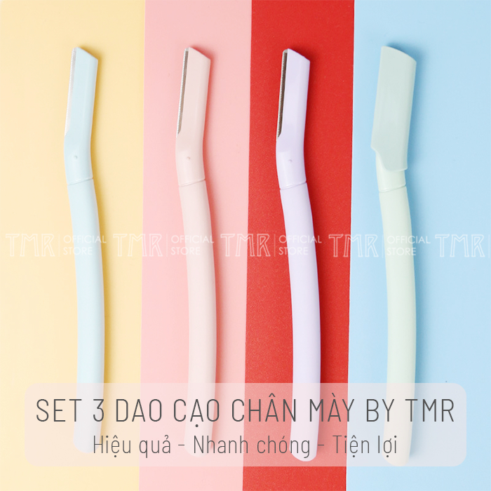 Bộ 3 Dao Cạo Chân Mày TMR chất liệu thép không gỉ nhỏ gọn, tiện dụng 3 màu
