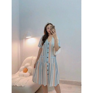 ĐẦM BABYDOLL PHỐI KIỂU NÚT DỌC- Hình shop chụp thật