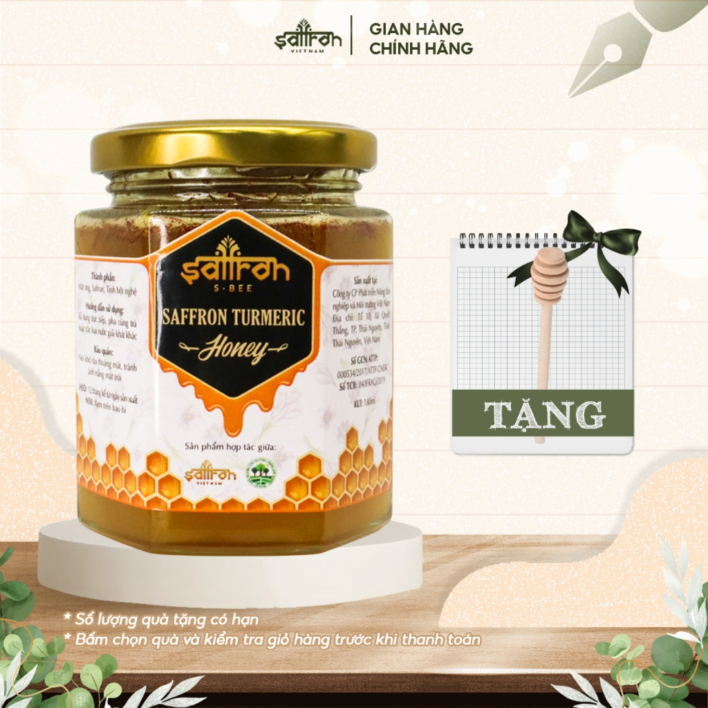 Saffron Turmeric Honey - Mật ong Saffron Tinh Bột Nghệ 180ml/hộp thương hiệu Saffron Việt Nam