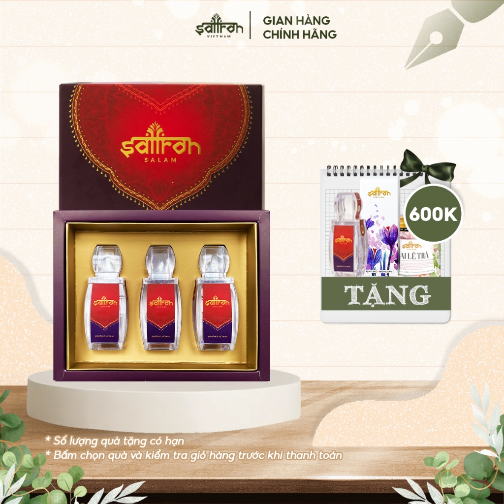 Set quà Nhụy Hoa Nghệ Tây Saffron SALAM 3Gr tặng Salam 1gr và Giai Lệ trà