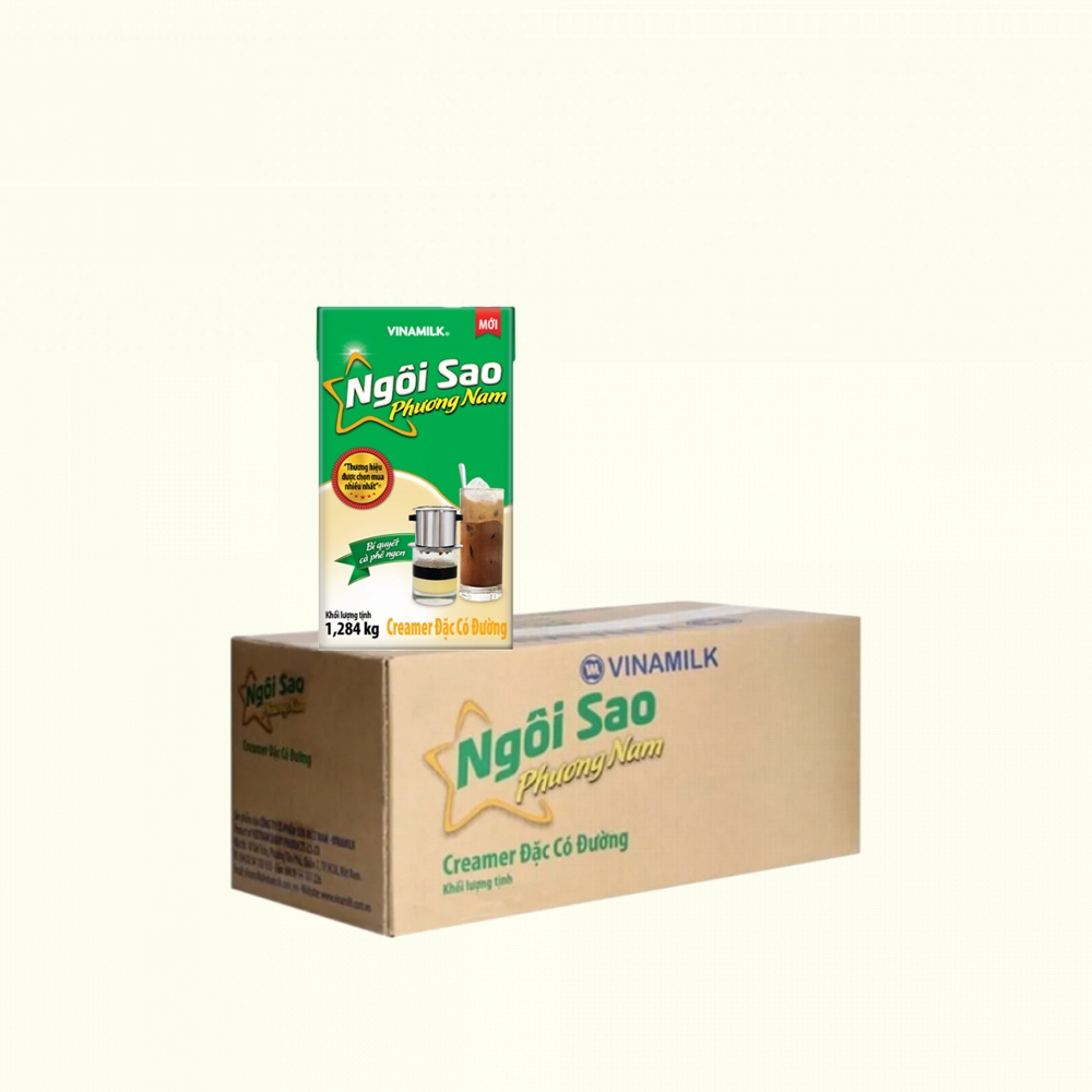 Combo 2 Thùng 24 Hộp Sữa đặc có đường Ngôi sao Phương Nam Xanh lá hộp giấy 1284g