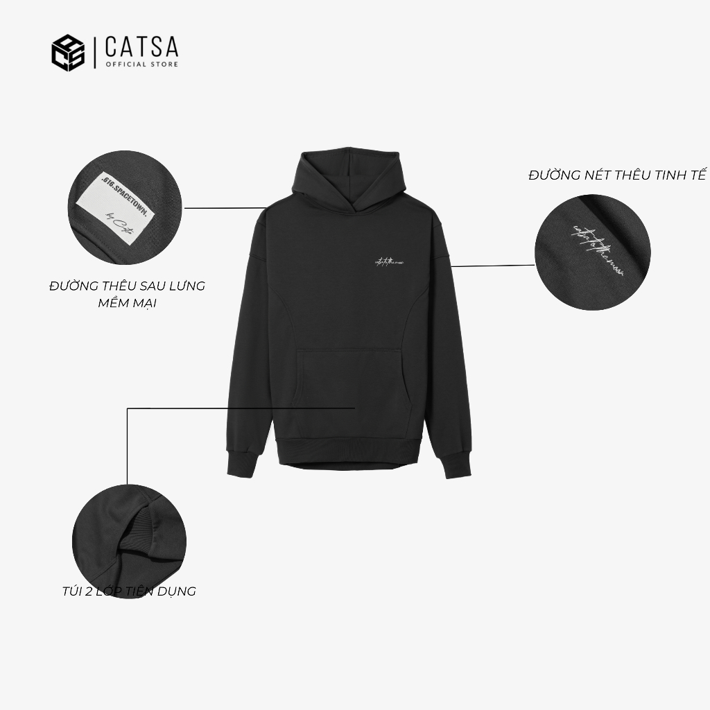 Áo hoodies nam nữ Mặt Trăng có nón CATSA chất thun cotton dày dặn chống bụi bẩn ATH021