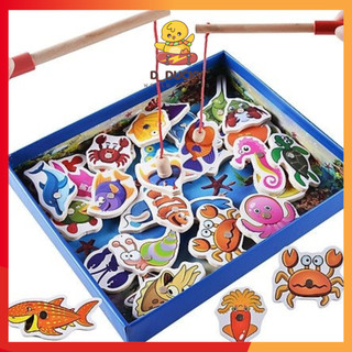 Đồ chơi câu cá nam châm gỗ 32 con chi tiết cho bé - d_ducky