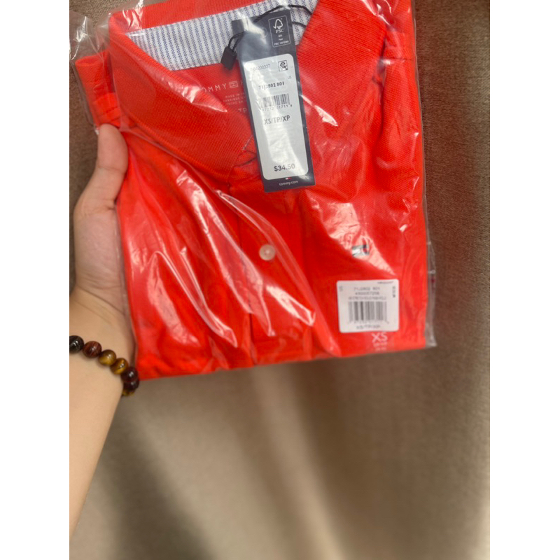 Áo polo tom my màu đỏ cam new 2023