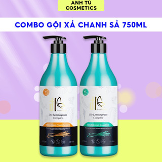 Cặp dầu gội dle lemongrass 750ml, combo dầu gội thảo mộc bồ kết chanh sả nuôi dưỡng tóc