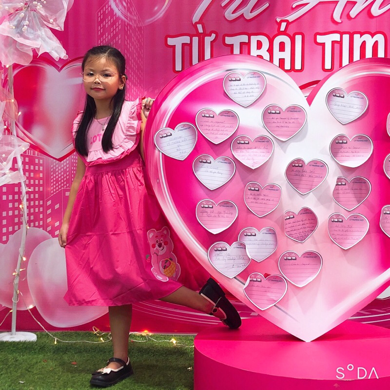 Đầm gấu dâu bé gái 8-32kg Siêu đẹp , đầm váy bé gái gấu lotso