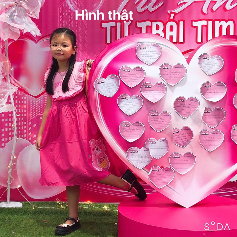 Đầm gấu dâu bé gái 8-32kg Siêu đẹp , đầm váy bé gái gấu lotso