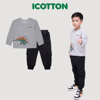 Áo thu đông bé trai Icotton hình Khủng long cho bé từ 1 đến 8 tuổi BT190