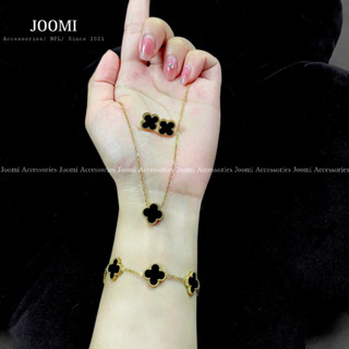 Set dây chuyền khuyên tai vòng tay cỏ 4 lá may mắn titan Cao Cấp (LOẠI 1)