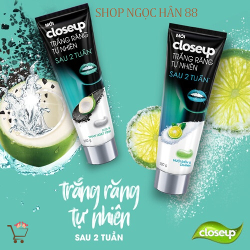 Kem đánh răng Closeup bạc hà/Băng Tuyết/ Detox Trắng Răng Than Hoạt Tính- Tuýp 180g