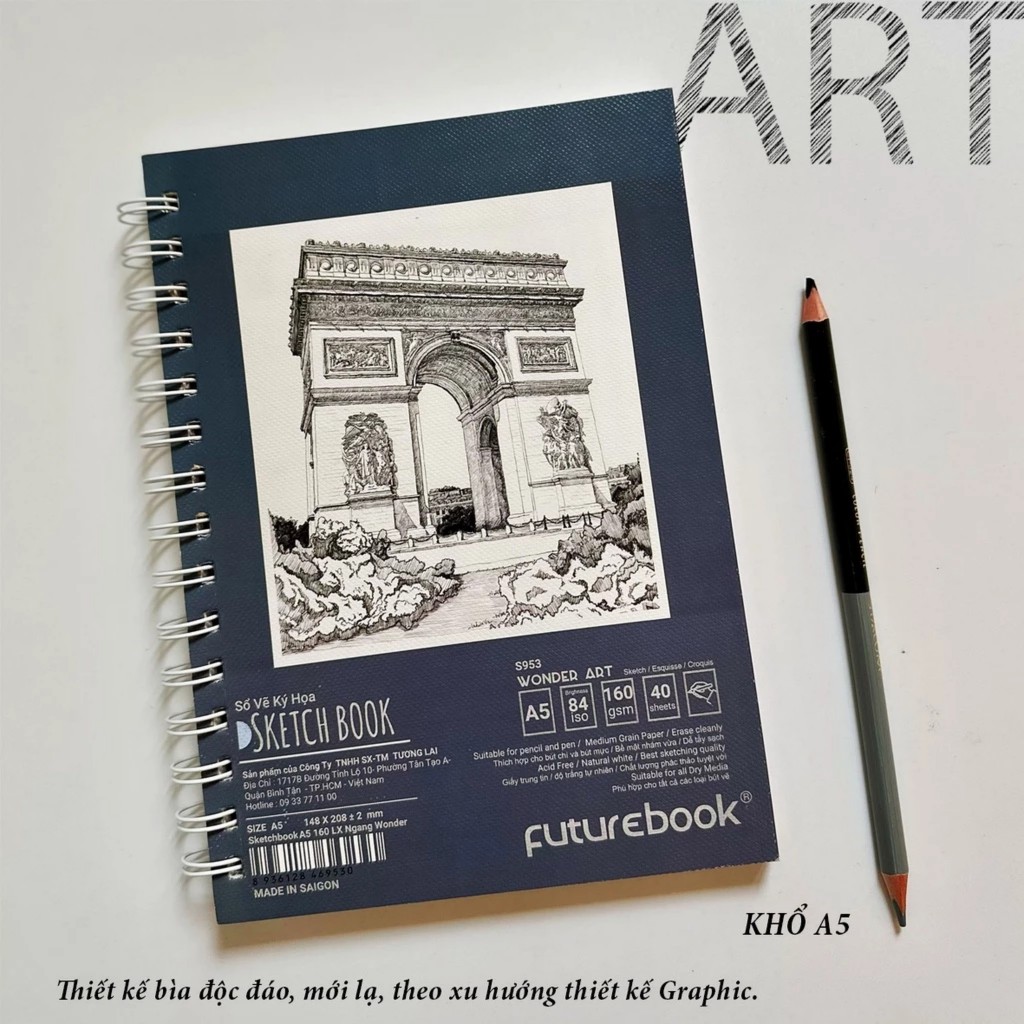Giấy vẽ phác thảo sổ vẽ ký họa FUTUREBOOK sổ lò xo A5 40 tờ 160gsm sổ vẽ kỹ họa Sketchbook
