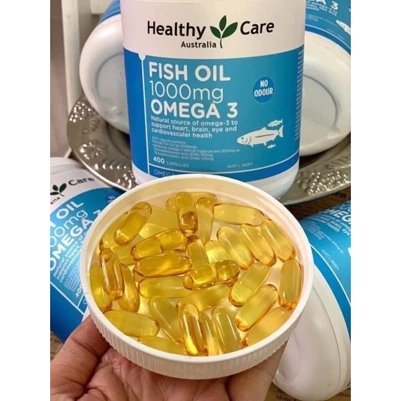 Viên uống Dầu cá Fish Oil Omega 3 1000mg Healthy Care 400 viên của Úc