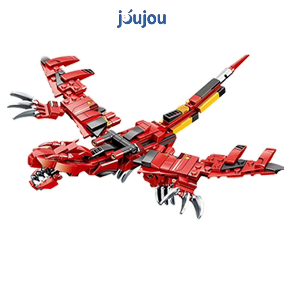 Đồ chơi lắp ráp ô tô biến hình Jujou 3 in 1, 2 kiểu lắp ráp 1 kiểu biến hình đa dạng, chất liệu cao cấp an toàn cho bé