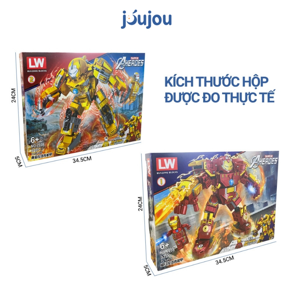 Đồ chơi Lắp ráp Mô hình HulkBuster Iron Man 3 trong 1 Jujou gồm 320+ PCS chất liệu nhựa cao cấp an toàn cho bé