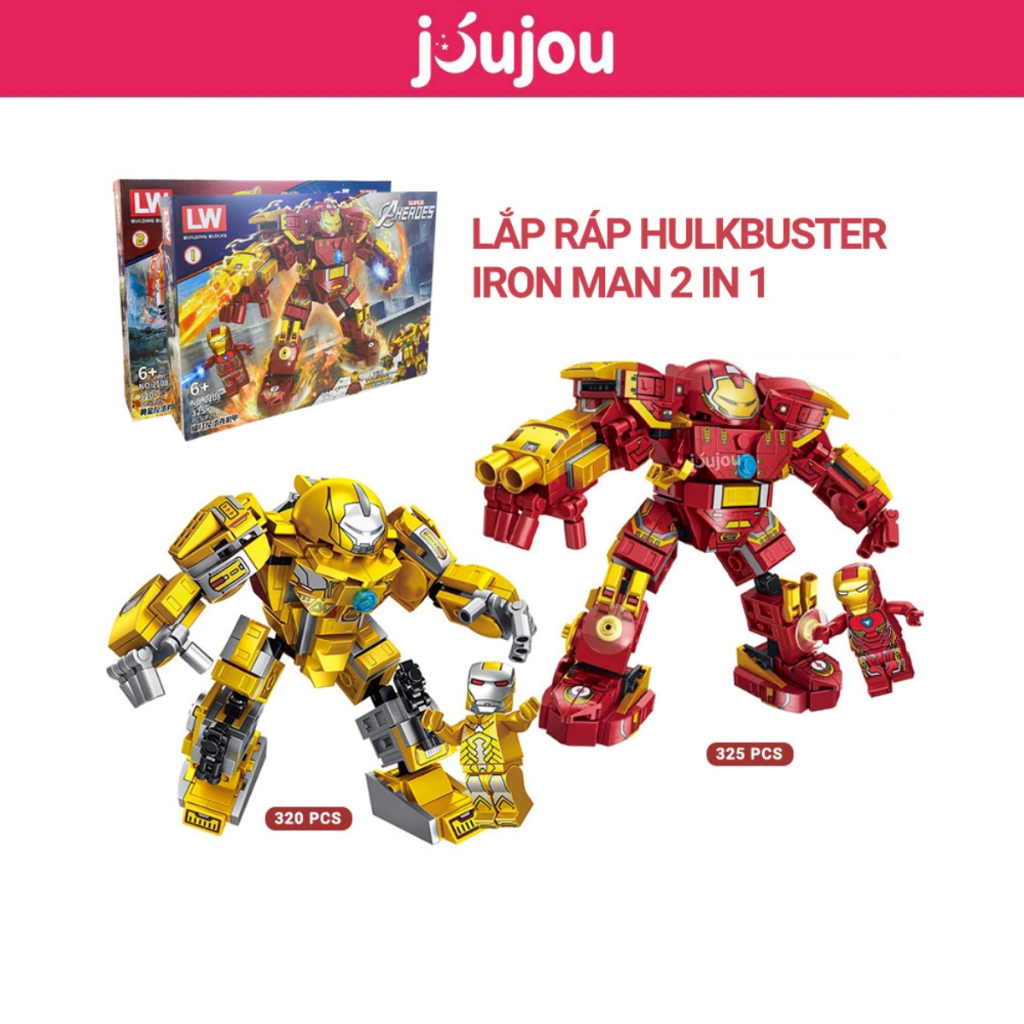 Đồ chơi Lắp ráp Mô hình HulkBuster Iron Man 3 trong 1 Jujou gồm 320+ PCS chất liệu nhựa cao cấp an toàn cho bé