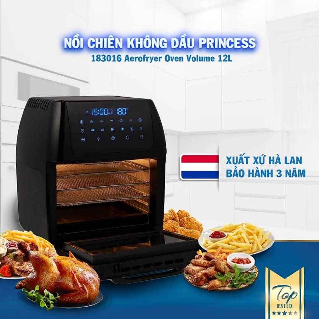 Nồi chiên không dầu đa năng Princess 12 Lít Hà Lan thế hệ mới - Green Life Gia Dụng Nhập Khẩu