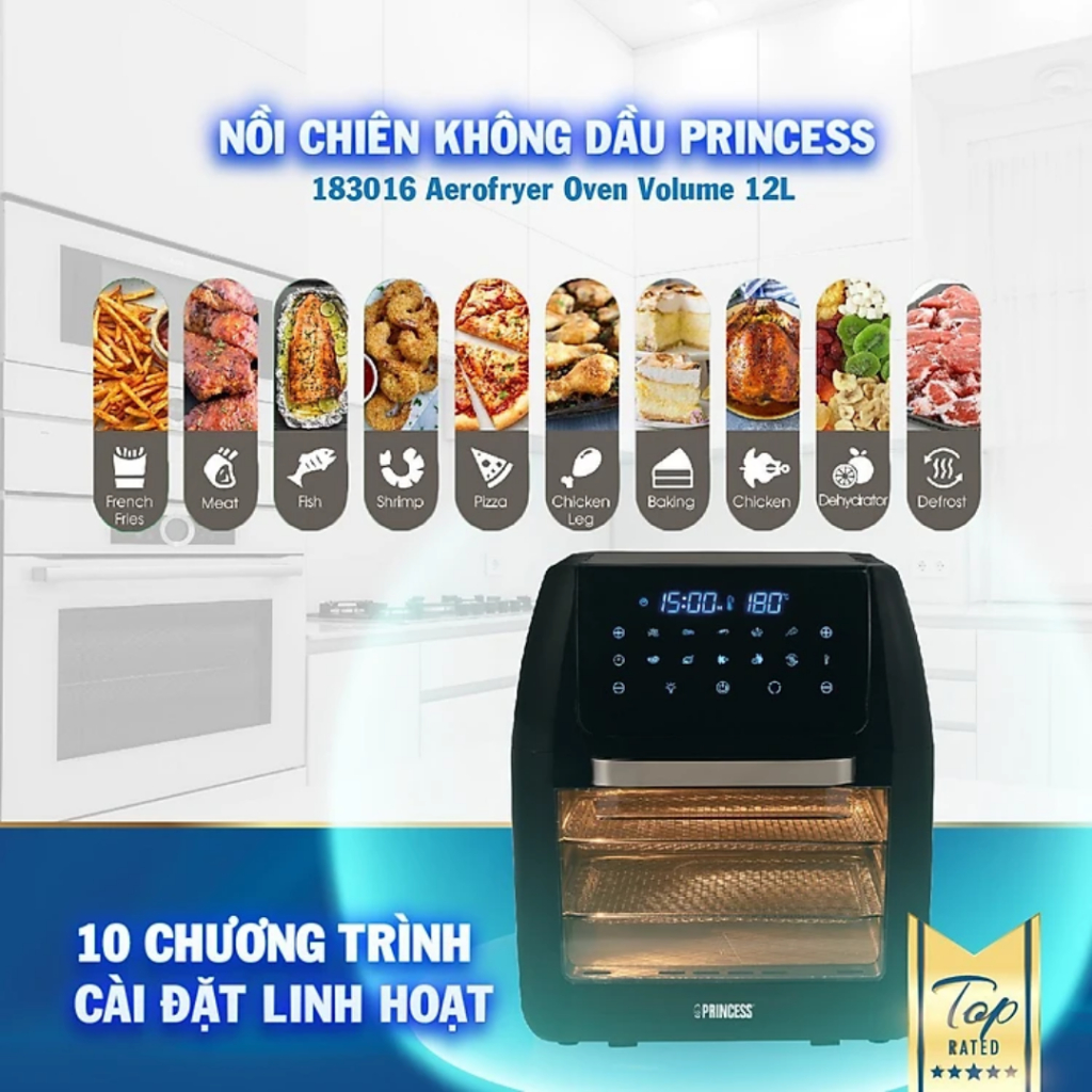 Nồi chiên không dầu đa năng Princess 12 Lít Hà Lan thế hệ mới - Green Life Gia Dụng Nhập Khẩu