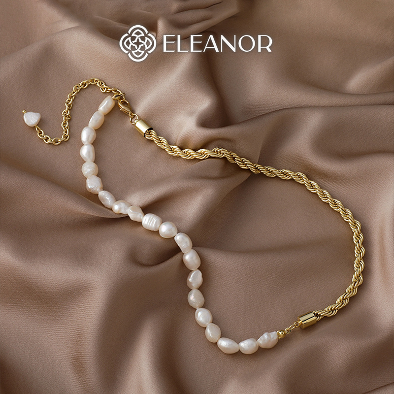 Dây chuyền vòng tay nữ ngọc trai nhân tạo Eleanor Accessories bộ trang sức thiết kế dây xoắn phụ kiện trang sức 6614