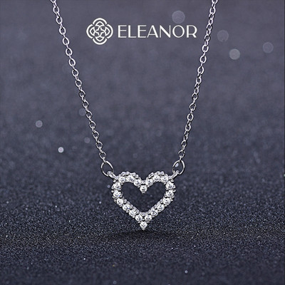 Dây chuyền nữ titan Eleanor Accessories mặt hình trái tim đính đá vòng cổ phụ kiện trang sức 6612
