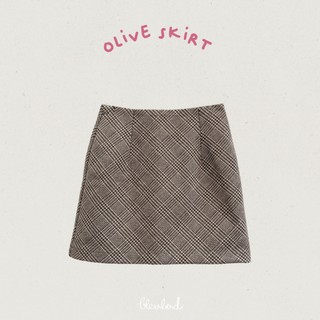 BLEUBIRD Chân váy dạ kẻ caro dáng ngắn Olive Skirt