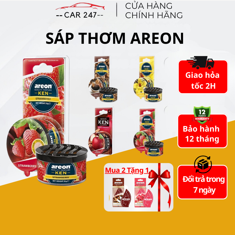 Sáp Thơm AREON Car247 - Sáp thơm Ken Areon chính hãng khử mùi ô tô, không gian xung quanh hiệu quả an toàn sức khỏe